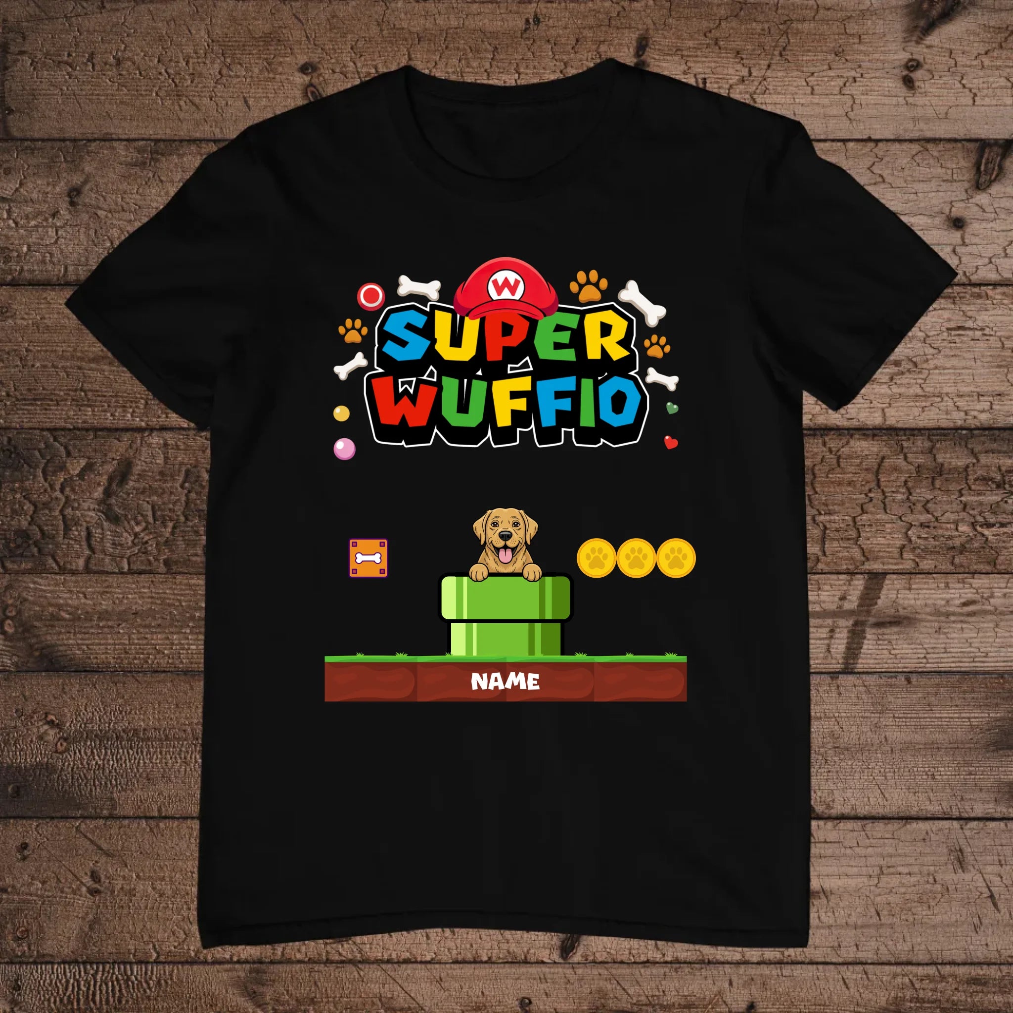 holz Flatlay mockup schwarz